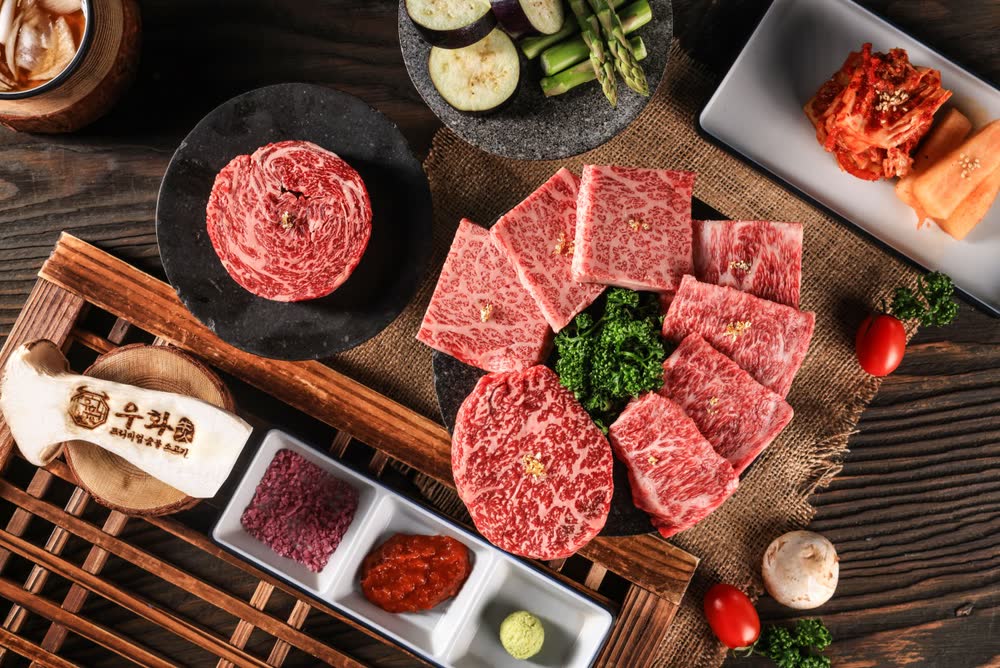 우화 2인세트 — 새우살 100g + 살치살 100g + 우화등심 150g + 업진살 150g